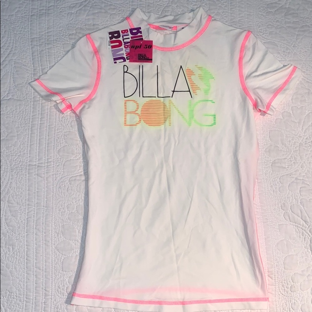 NWT Billabong Girls White Rashguard Swim Shirt